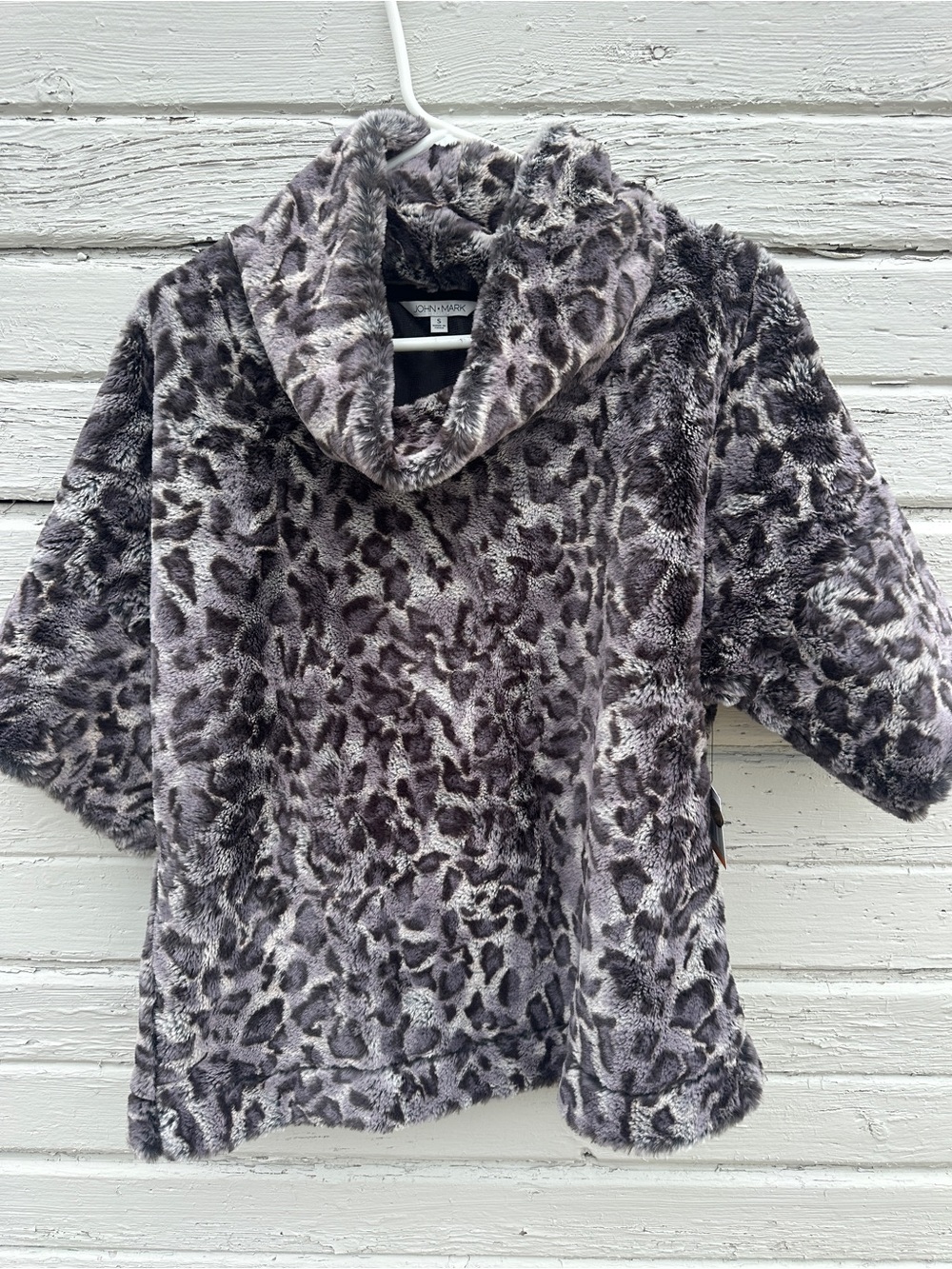 John Mark Gray Leopard-Print Cowl Neck Top